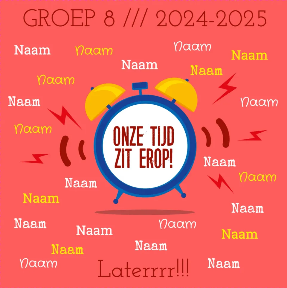 Gozi Groep 8 Wekker stoeptegel afscheid gepersonaliseerd