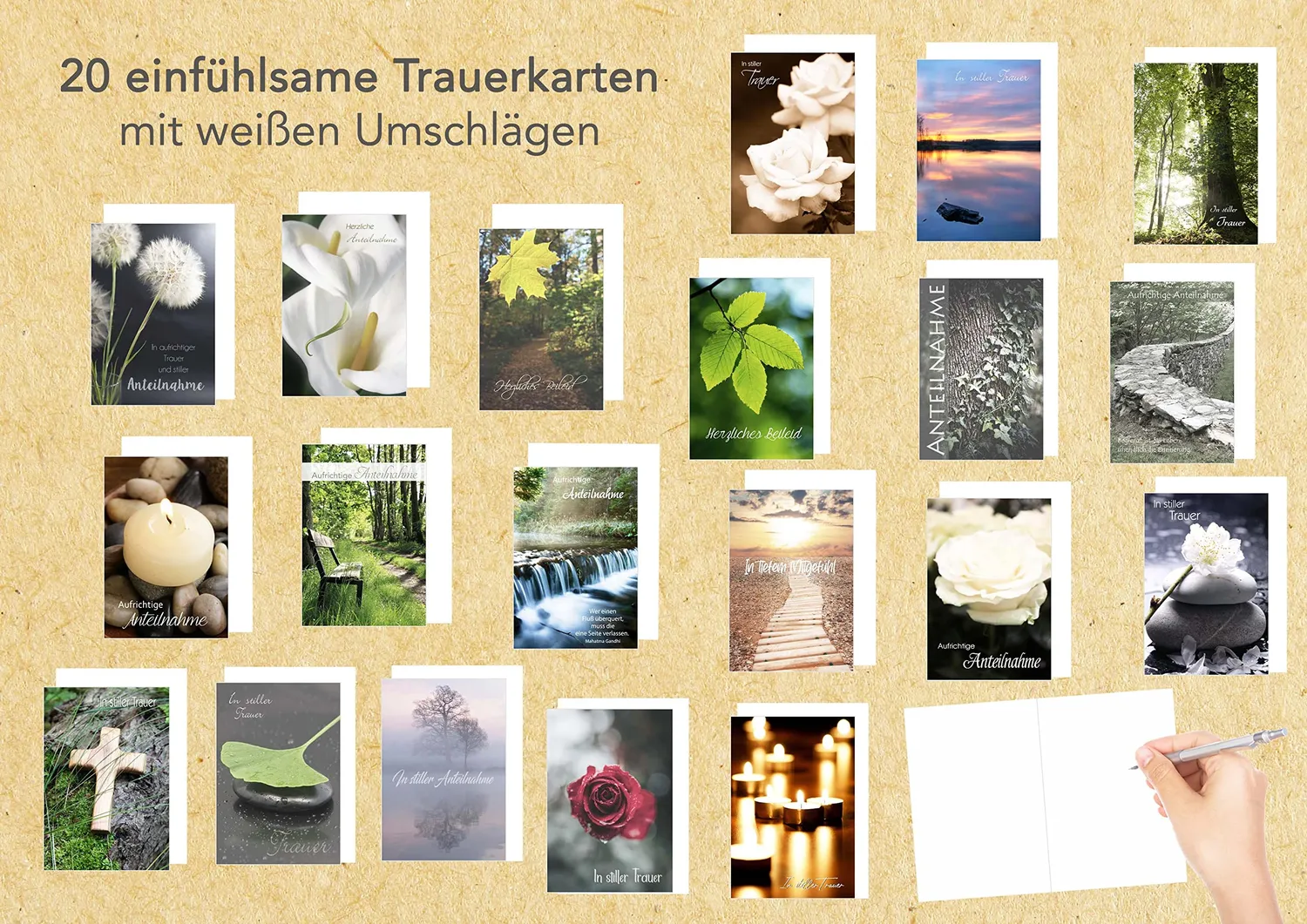 Edition Seidel 21249 rouwkaarten set 20 met envelop invoelend