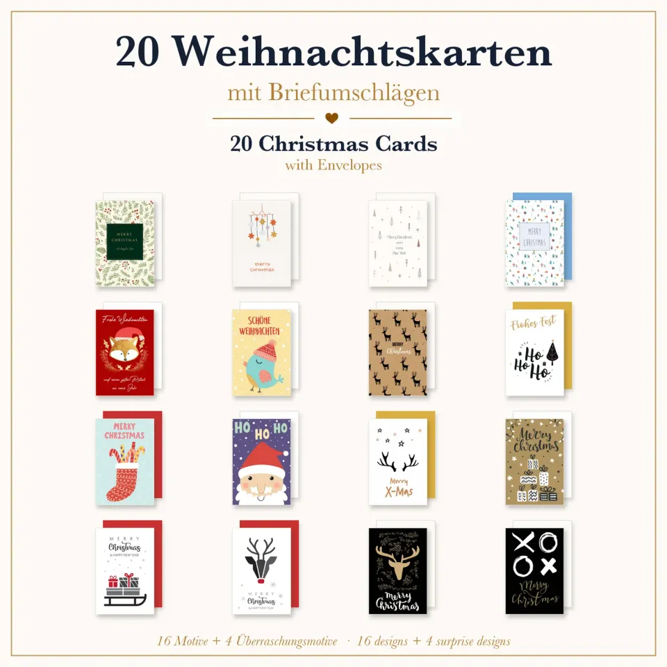 Edition Seidel 36704 kerstkaarten set van 20 met envelop