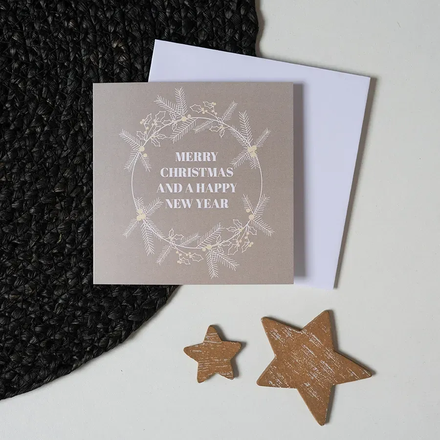 moodz design kerstkaart kerstkrans merry christmas
