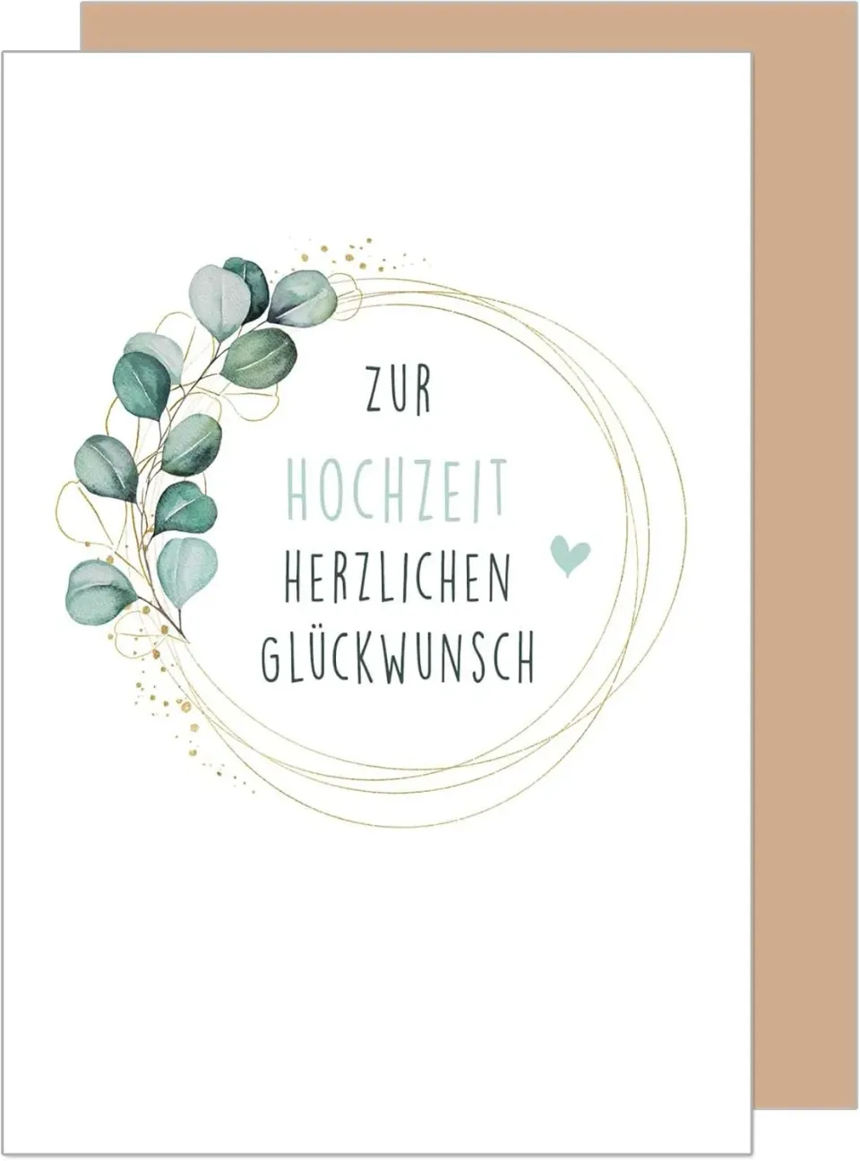 Edition Seidel Premium trouwkaart H476 eucalyptus kraft