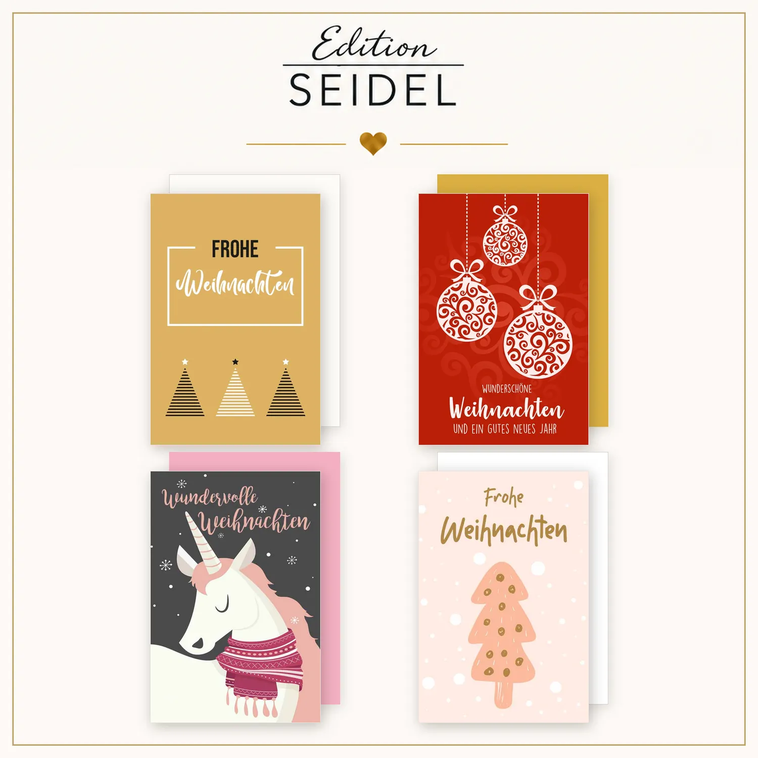 Edition Seidel 36703 SW026 kerstkaarten set 12 stuks goud