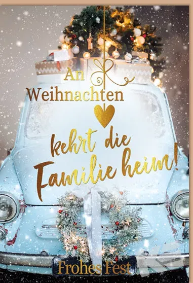 Kurt Eulzer 22-1526 kerstkaart auto krans reliëf