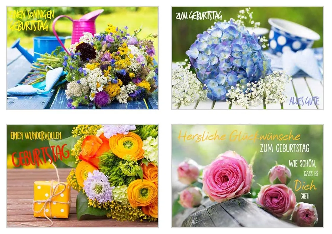 Edition Seidel 21244 verjaardagskaarten set 20 bloemen met envelop