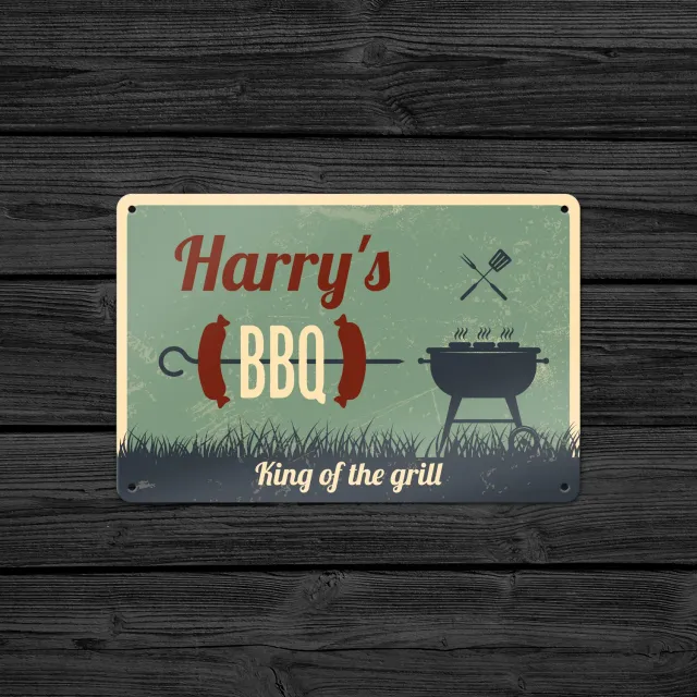 Gozi BBQ Worst metalen bord 30x20 cm persoonlijk