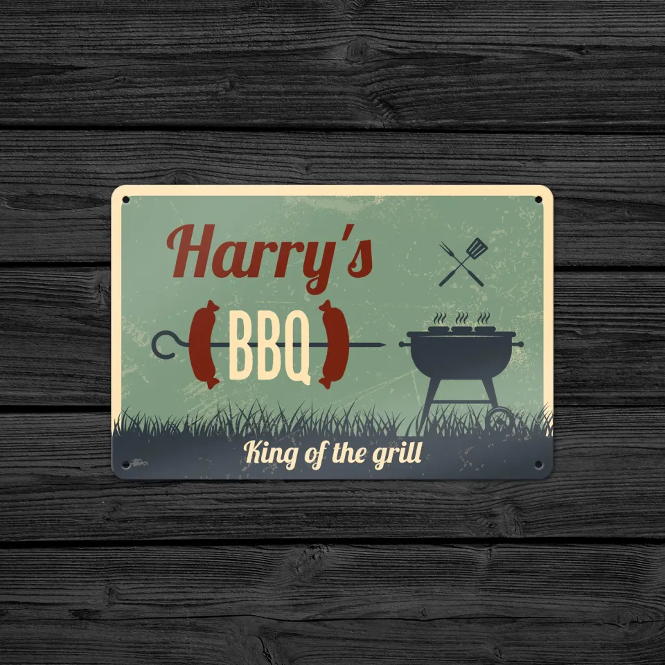 Gozi BBQ Worst metalen bord 30x20 cm persoonlijk