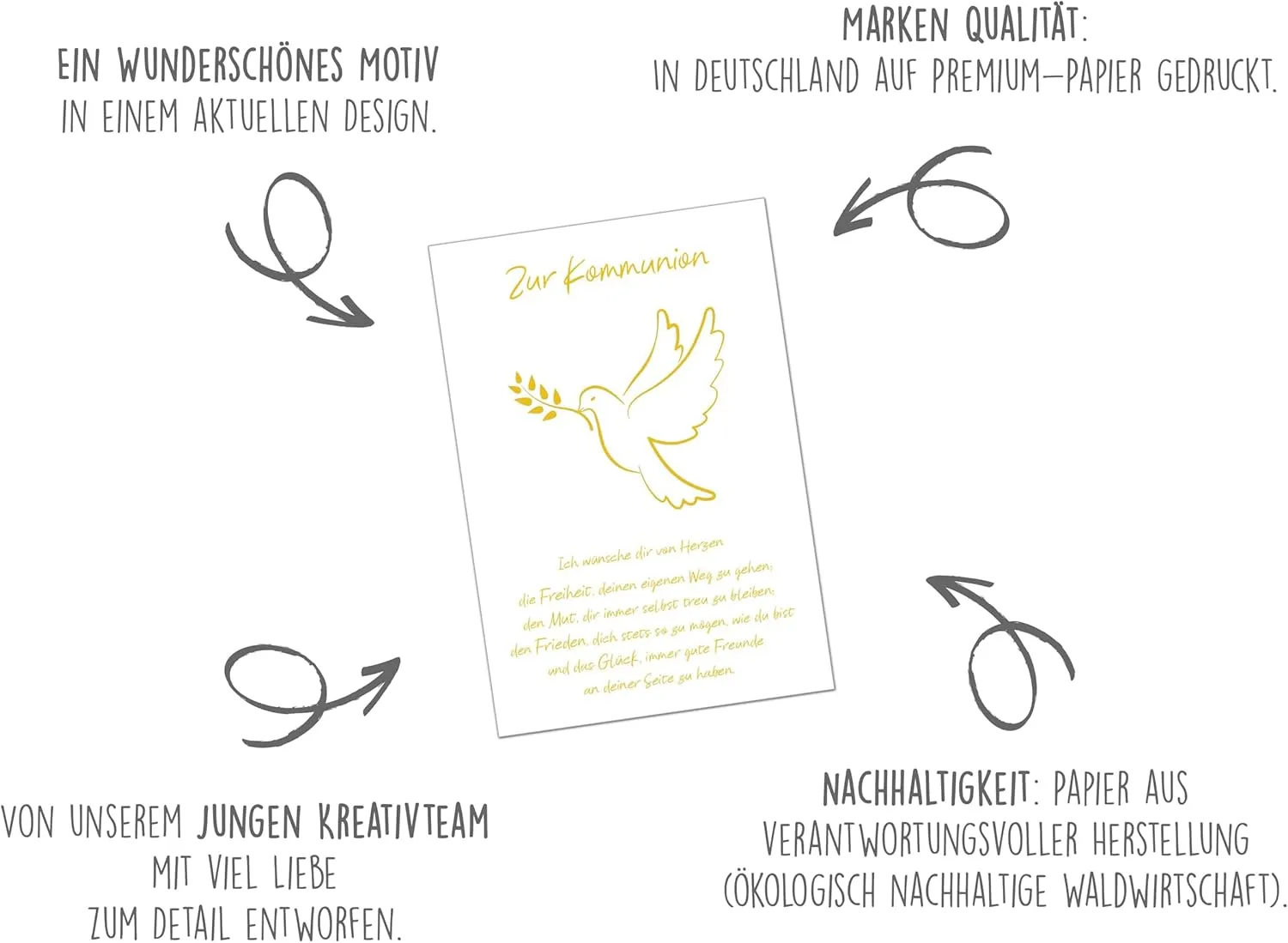 Edition Seidel Premium communiekaart KO288 duif met envelop