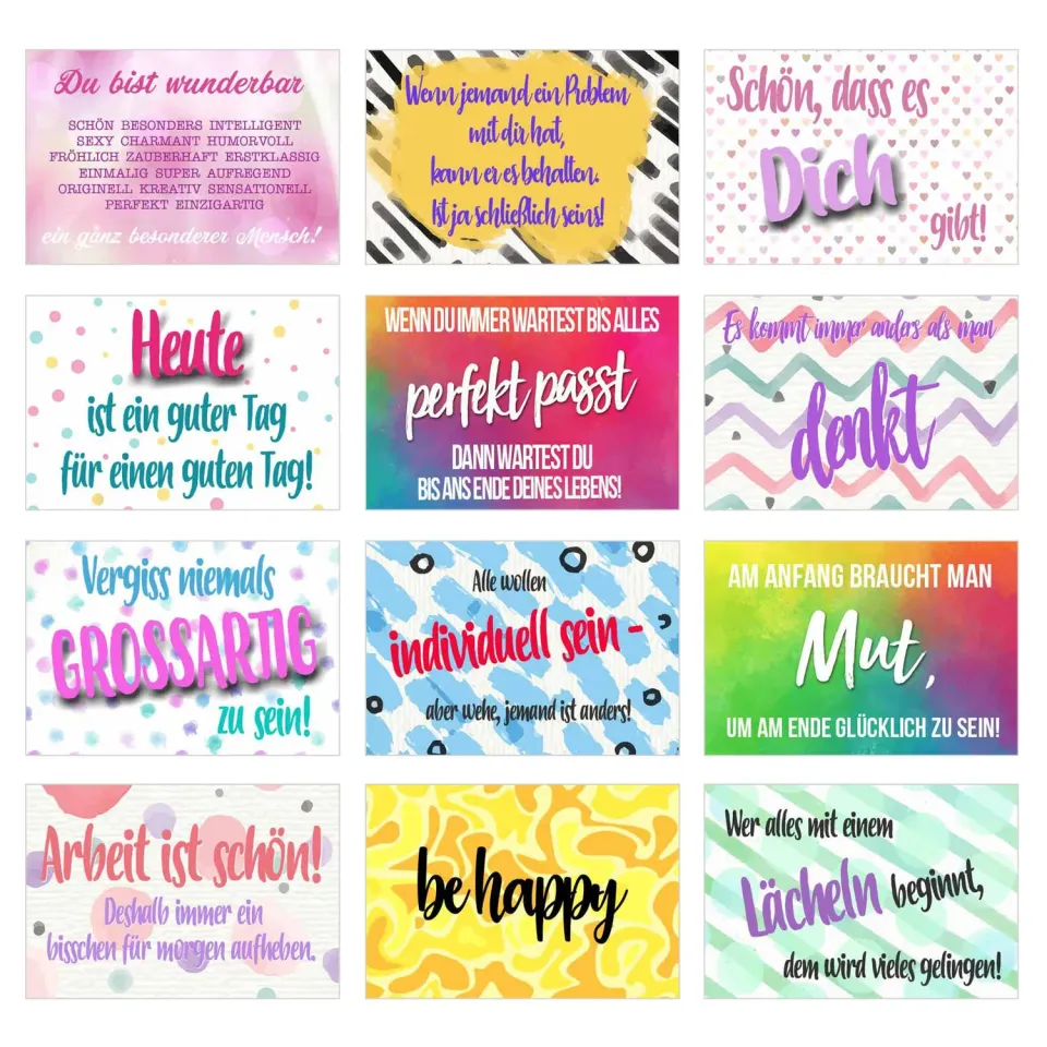 Edition Seidel 20012 postkaarten met spreuk set 12 motivatie