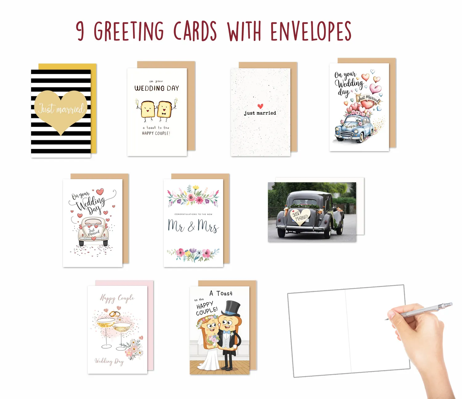 Edition Seidel 20277 huwelijkskaarten set 9 met enveloppen
