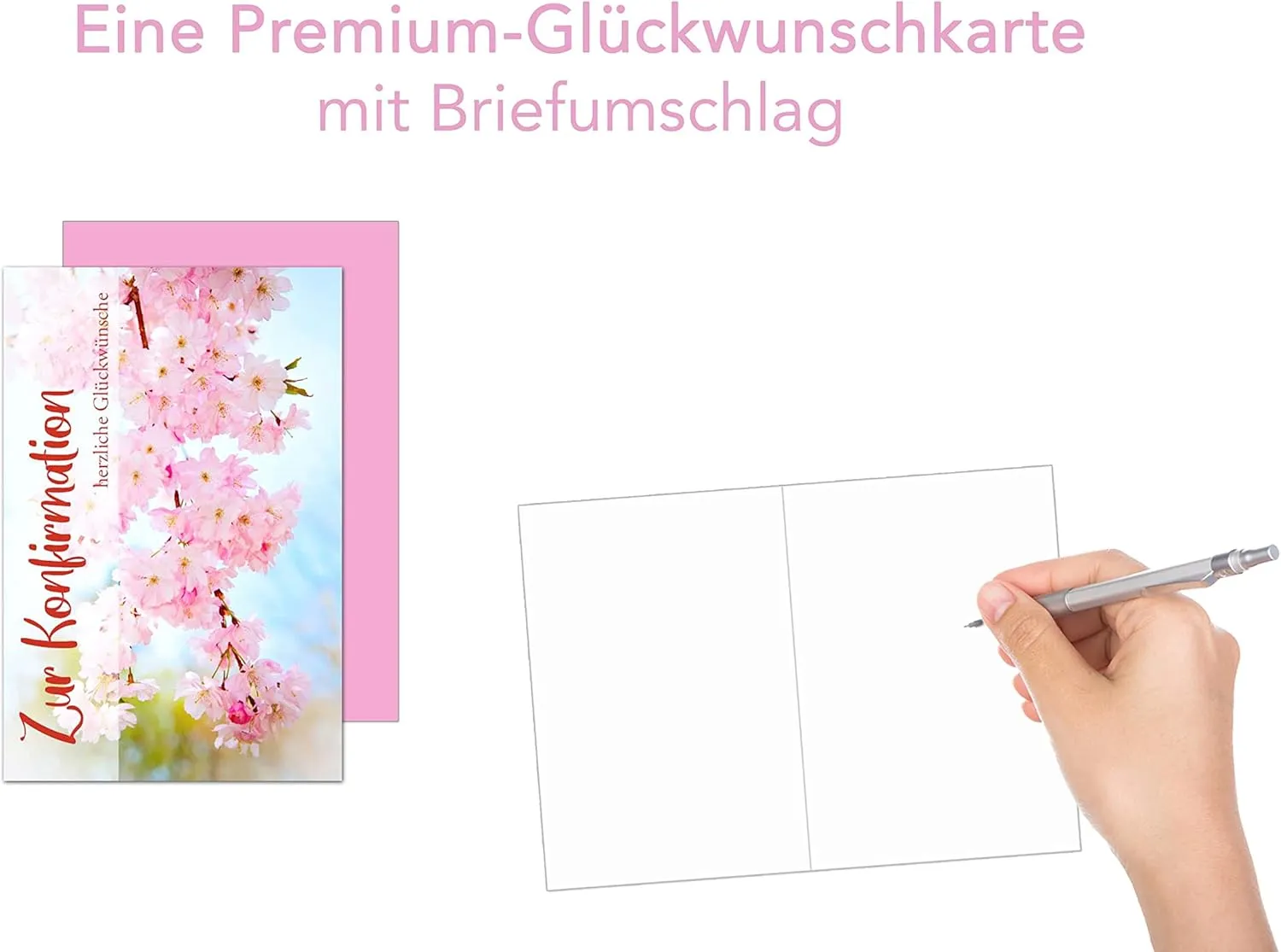 Edition Seidel Premium konfirmation wenskaart KF274a roze bloemen