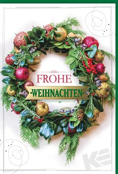 Kurt Eulzer 22-1025 kerstkaart krans 1 stuk wit