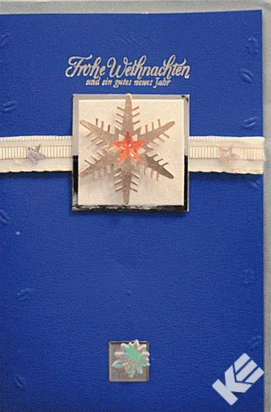 Kurt Eulzer 22-1616 kerstkaart blauw met cadeau
