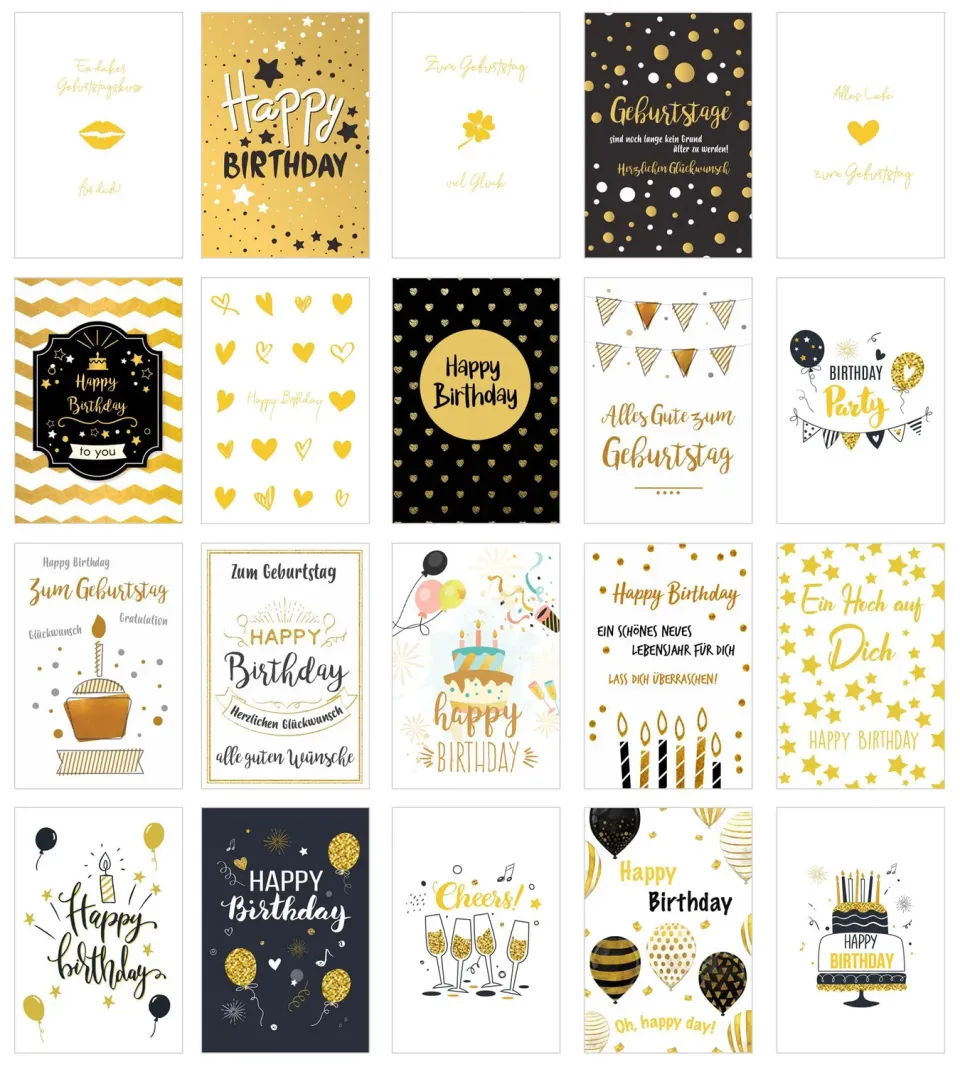 Edition Seidel verjaardagskaarten 20 stuks met envelop goud