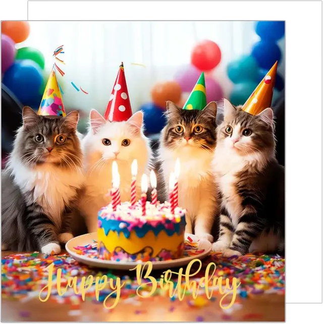 Edition Seidel Premium verjaardagskaart GQ122 katten vierkant