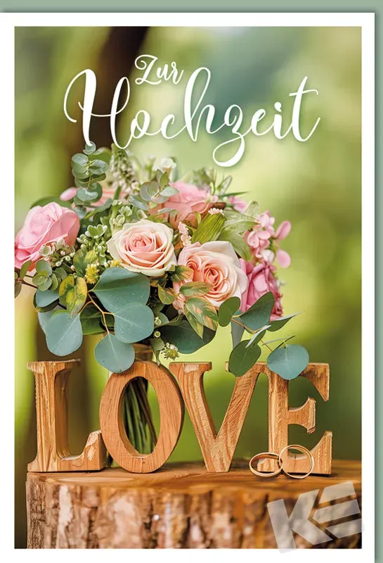 Kurt Eulzer 91-1009 huwelijkskaart rozen Love hout