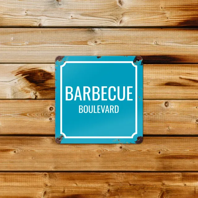 Gozi BBQ Blvd metalen bord 20x20cm persoonlijk