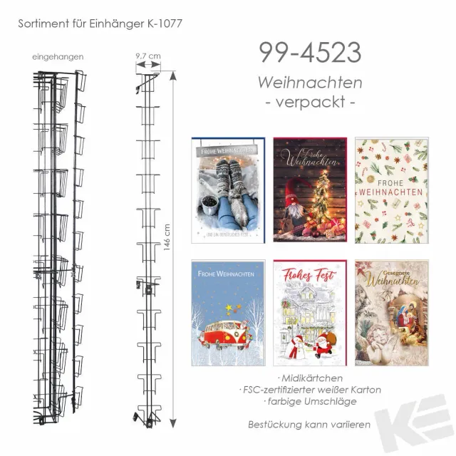 Kurt Eulzer 99-4523 midi kerstkaarten Frohes Fest 11 motieven