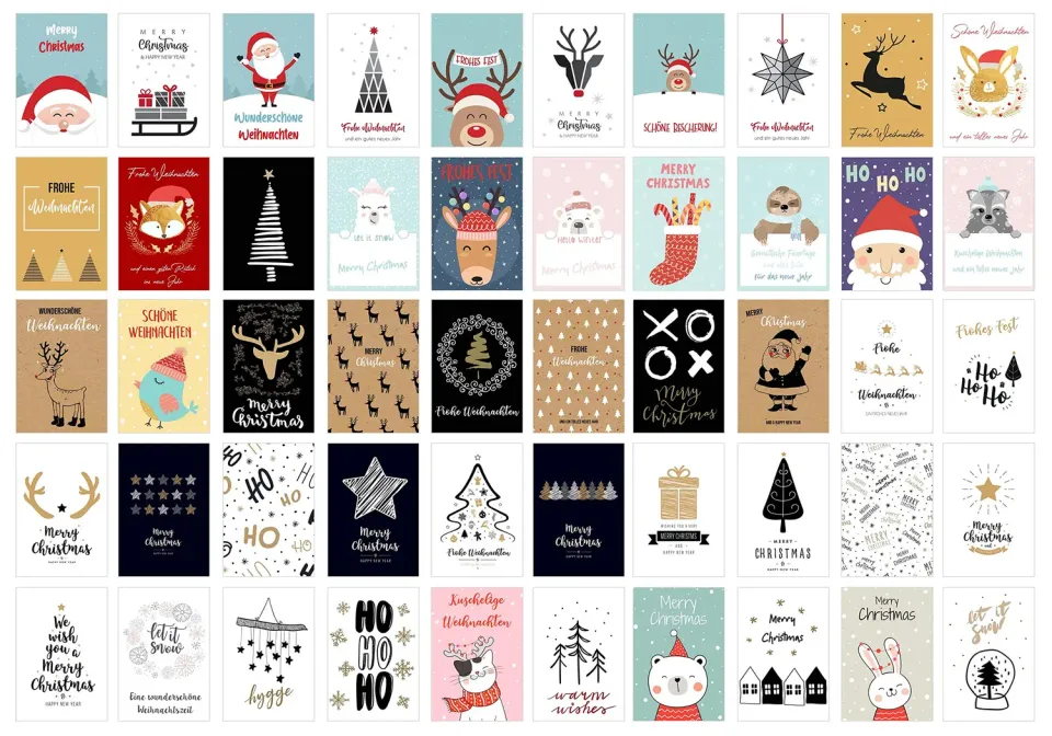 Edition Seidel 20673 kerstkaarten postkaarten set 50 stuks