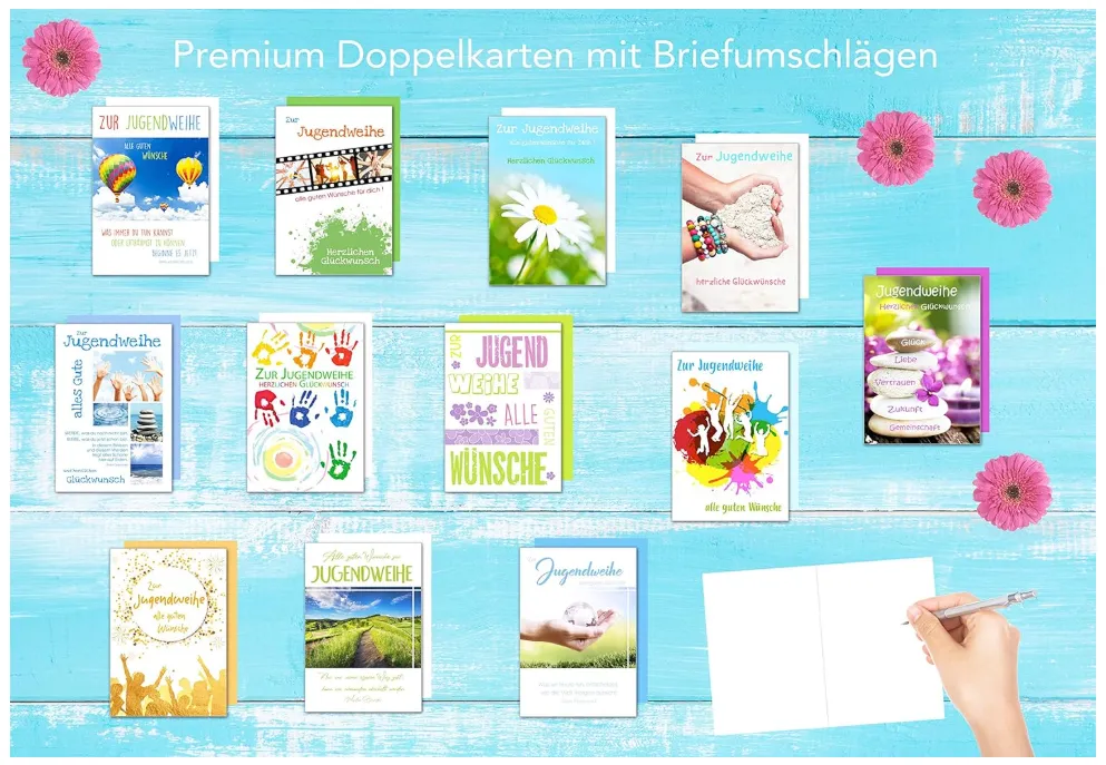 Edition Seidel 20525 jeugdwijding kaarten set 12 stuks mix