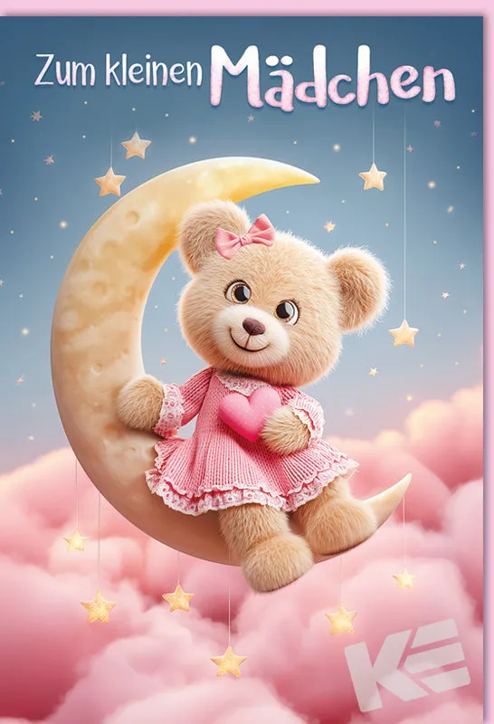 Kurt Eulzer 31-1158 geboortekaart meisje 3D teddybeer