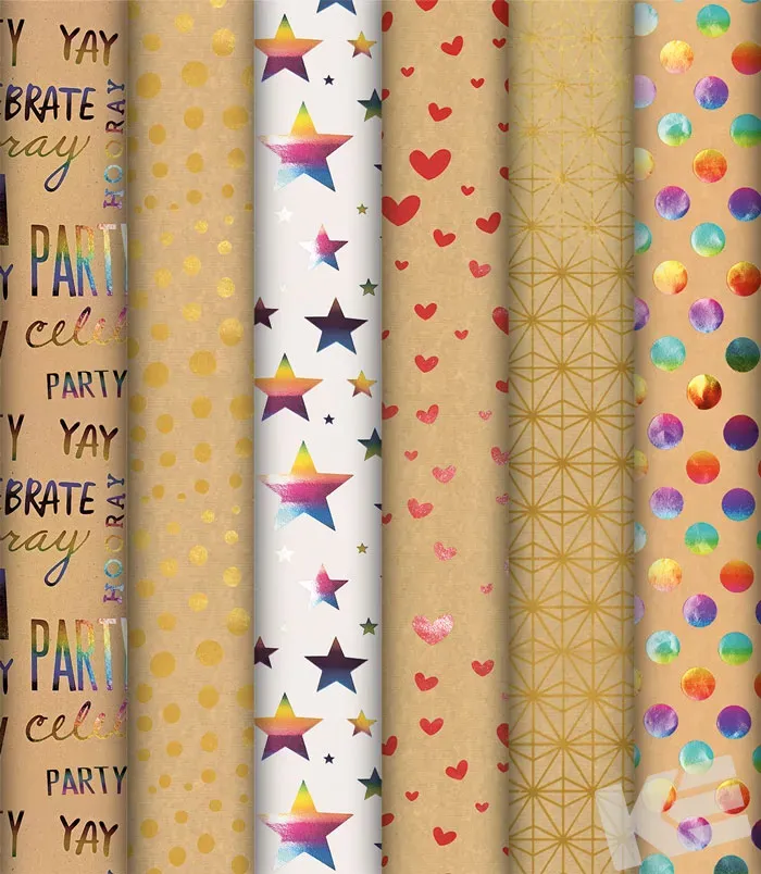 Kurt Eulzer 04-0213 cadeaupapier kraft folie 70cm 6 motieven