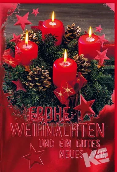 Kurt Eulzer 22-1217 kerstkaart adventskrans rode kaarsen