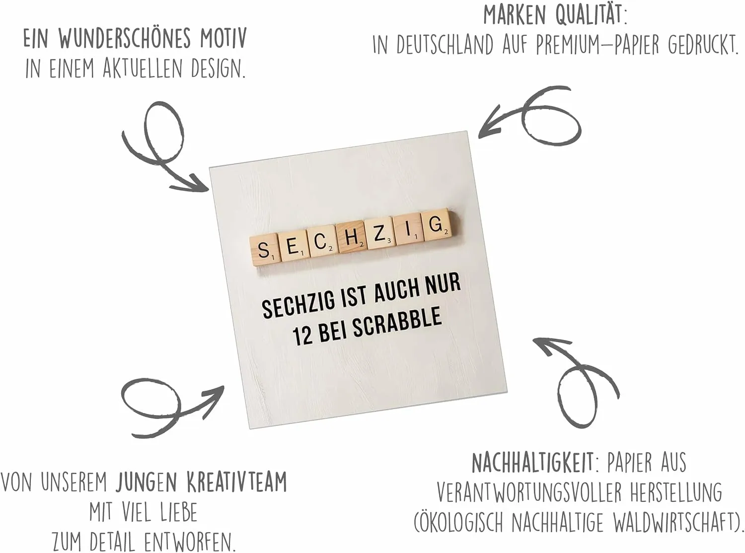 Edition Seidel Premium GQ478 SW025 wenskaart 60 jaar scrabble