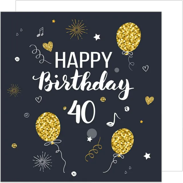 Edition Seidel GZQ100-40 verjaardagskaart 40 jaar zwart-goud