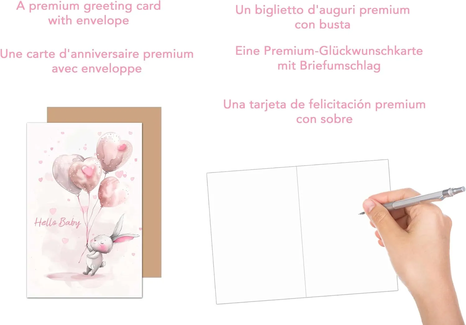 Edition Seidel geboortekaartje baby met envelop roze