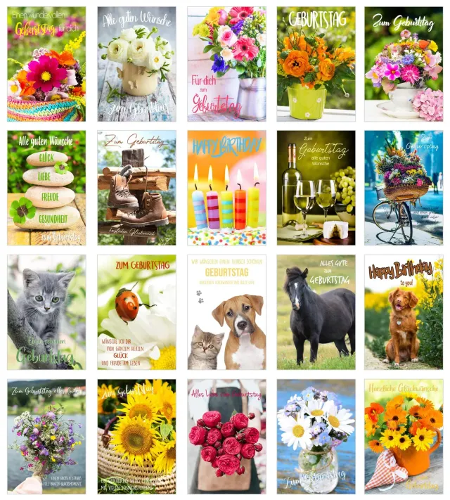 Edition Seidel SW02 Set 3 verjaardagskaarten set 20 met envelop