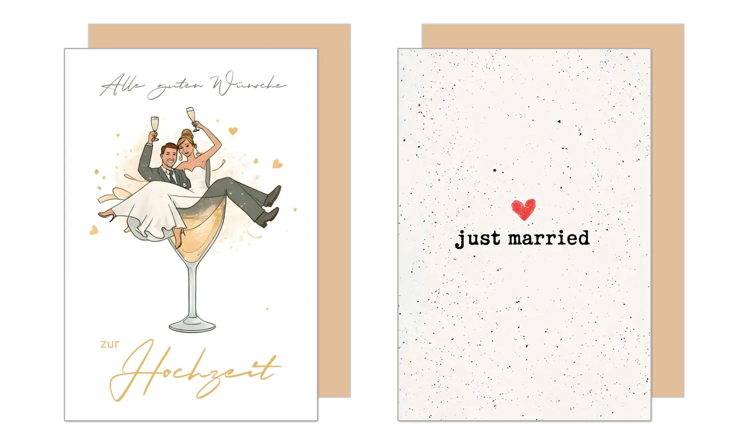 Edition Seidel Premium huwelijkskaarten 20078 set 4 met envelop