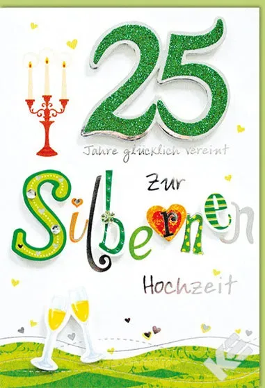 Kurt Eulzer 71-1004 kaart zilveren bruiloft glitter 1 stuk