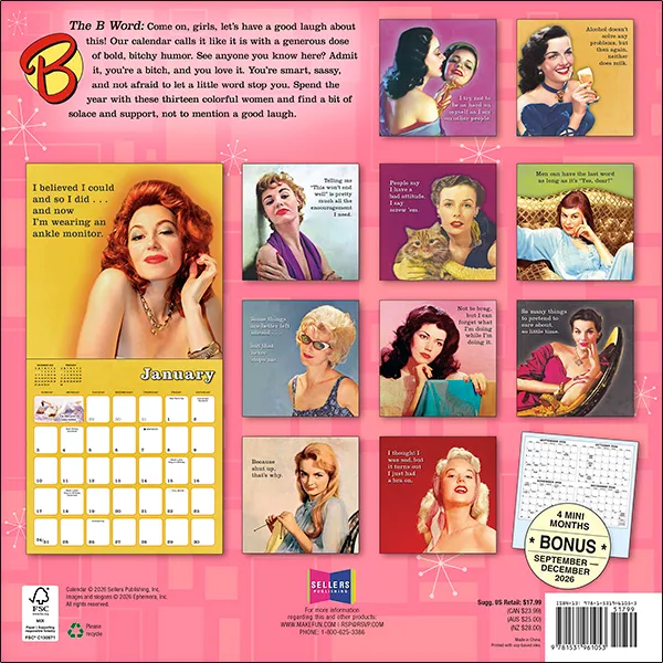 Sellers Publishing The B Word wandkalender 2027 humor