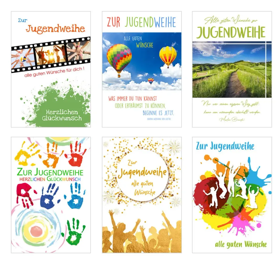 Edition Seidel 20523 jeugdwijding kaarten set 6 stuks met envelop