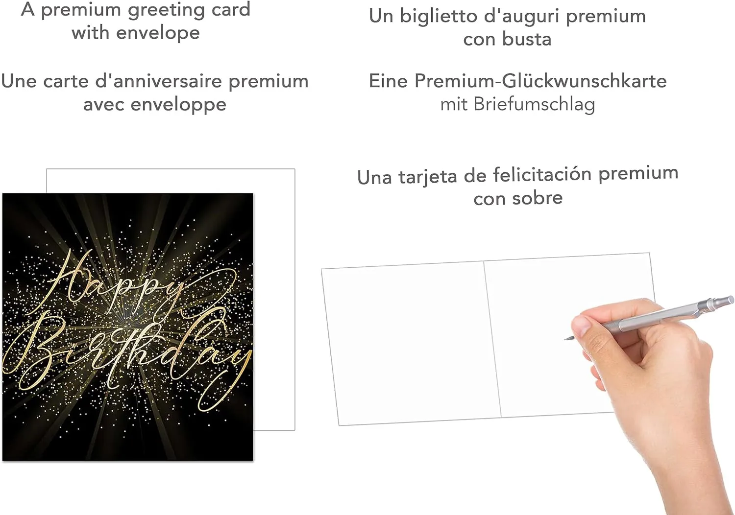 Edition Seidel GQ132 verjaardagskaart zwart goud met envelop