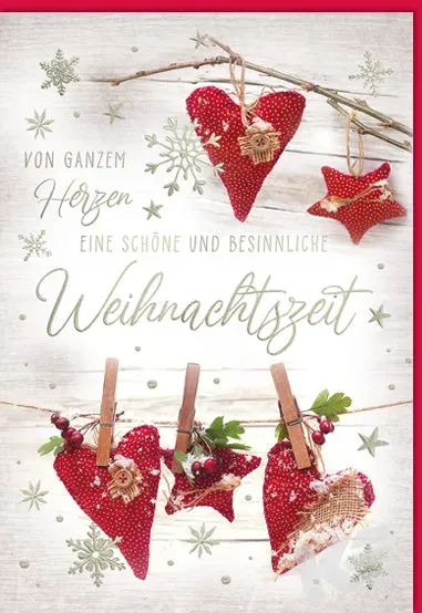 Kurt Eulzer 22-1014 kerstkaart waslijn met stofhartjes