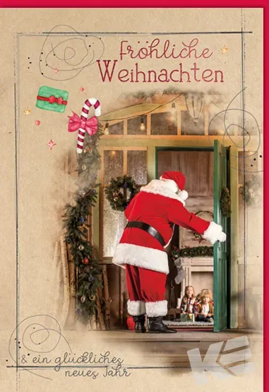 Kurt Eulzer 22-1115 kerstkaart kerstman deur reliëf