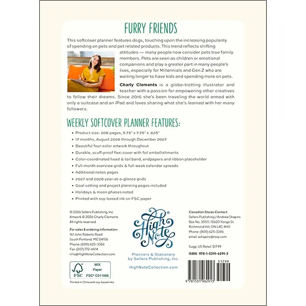 Sellers Publishing Furry Friends 2027 Weekly Softcover planner