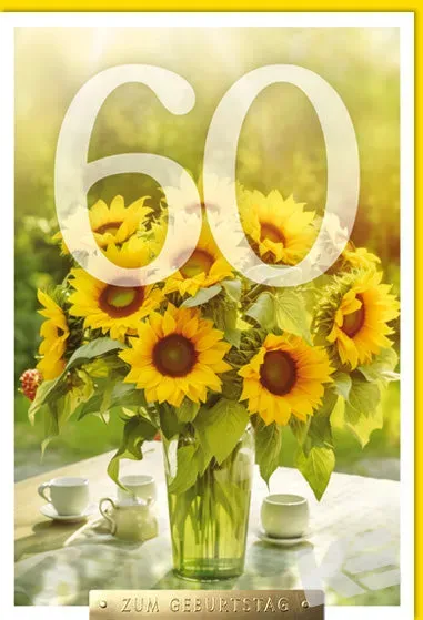 Kurt Eulzer 54-1460 verjaardagskaart 60 jaar zonnebloem
