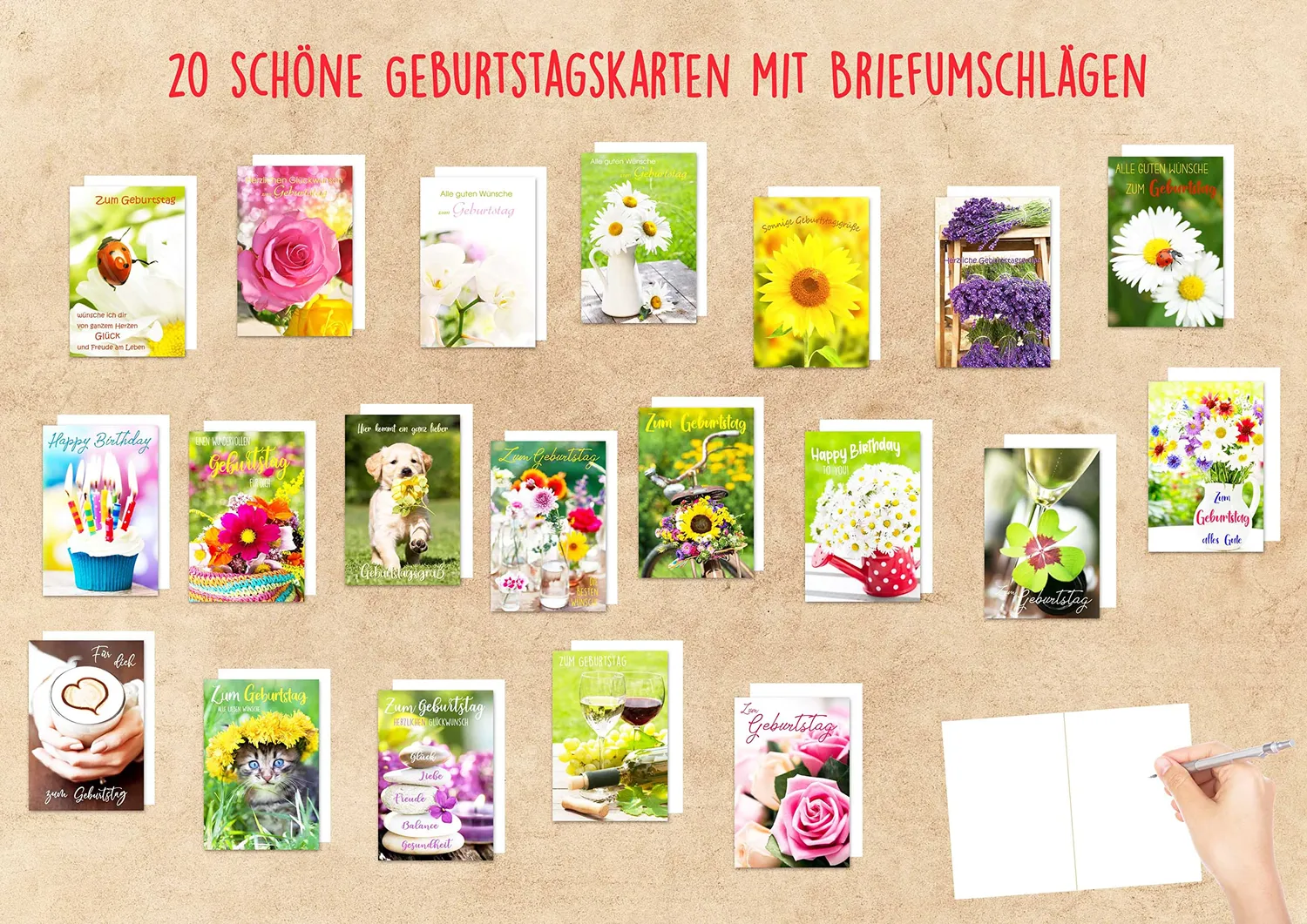 Edition Seidel 21236 verjaardagskaarten set 20 met spreuk