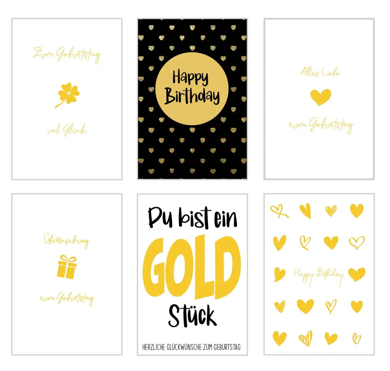 Edition Seidel Premium verjaardagskaarten goud set 6 stuks