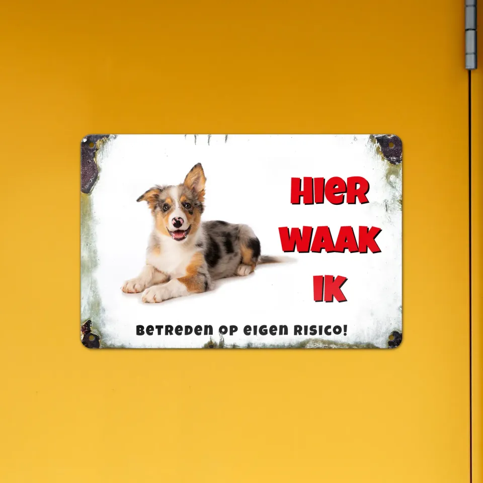 Gozi Hond metalen bord 30x20cm persoonlijk waarschuwing