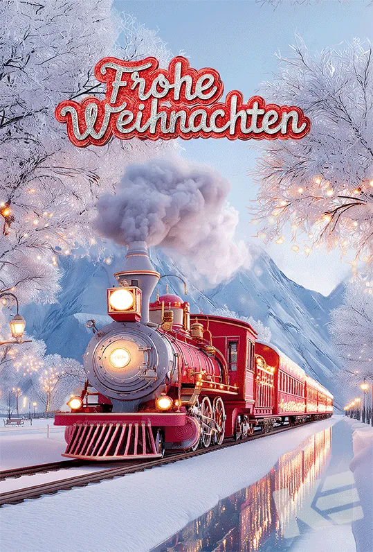 Kurt Eulzer 22-1121 Kerstkaart Trein 3D-effect per stuk
