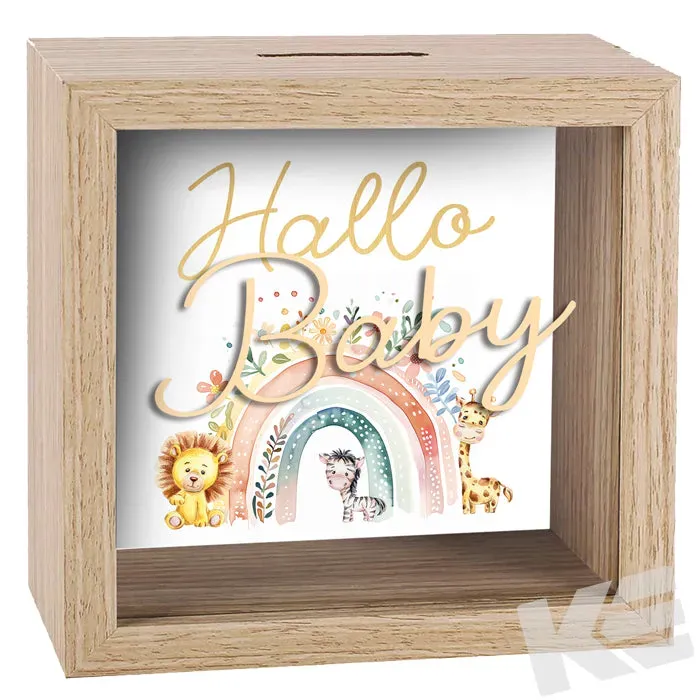 Kurt Eulzer 01-0326 spaarpot Hallo Baby hout wit 11x11cm
