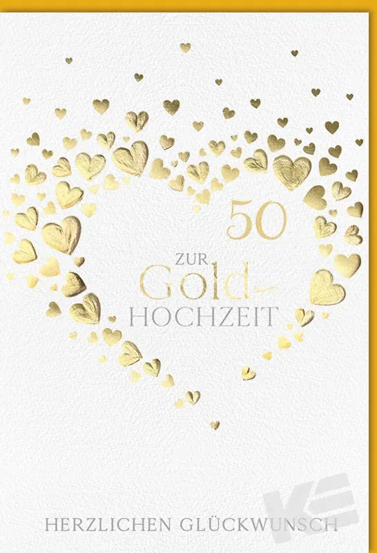 Kurt Eulzer 72-1103 kaart gouden bruiloft harten goud