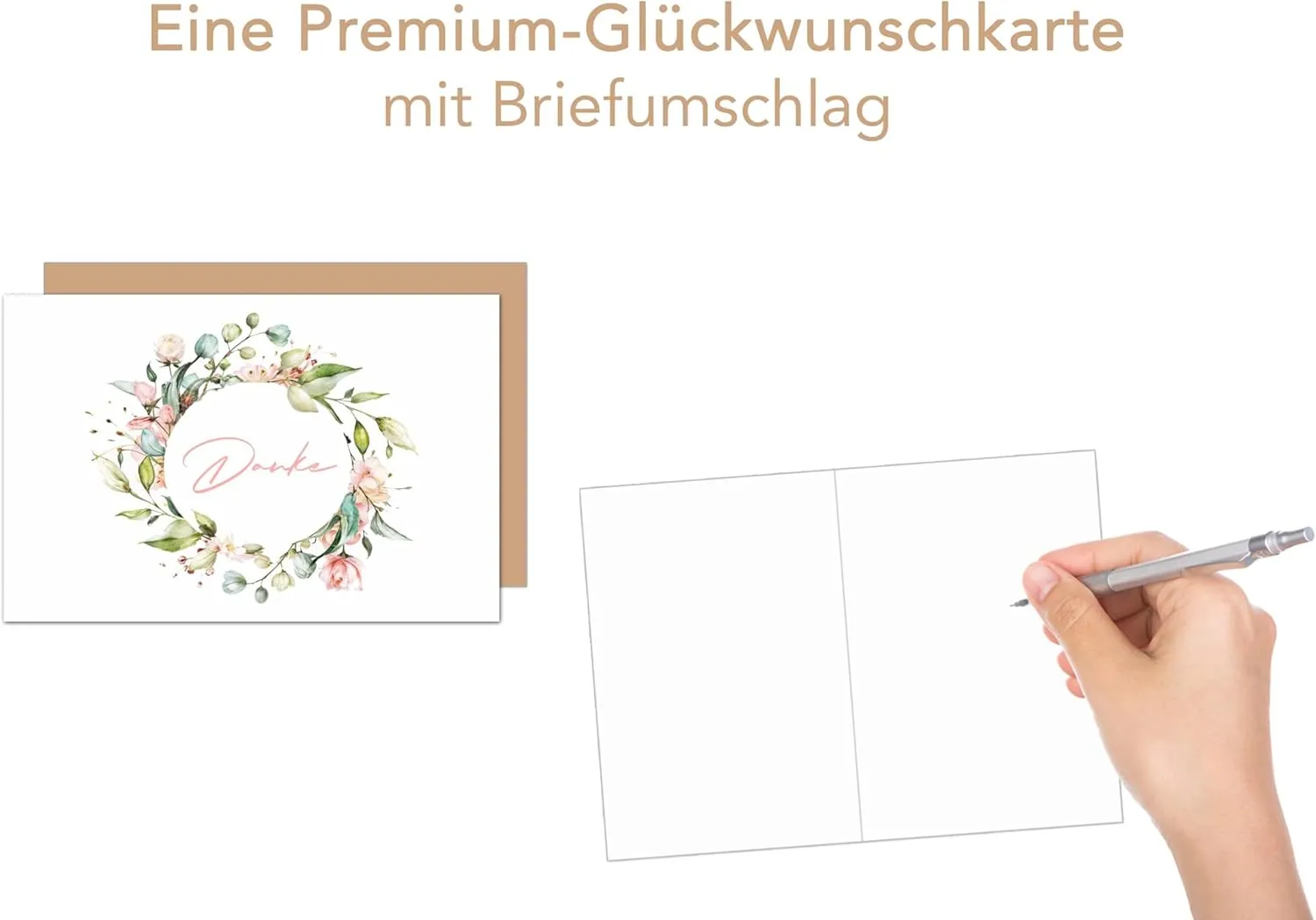 Edition Seidel Premium bedankkaart D148 SW024 bloemenkrans envelop