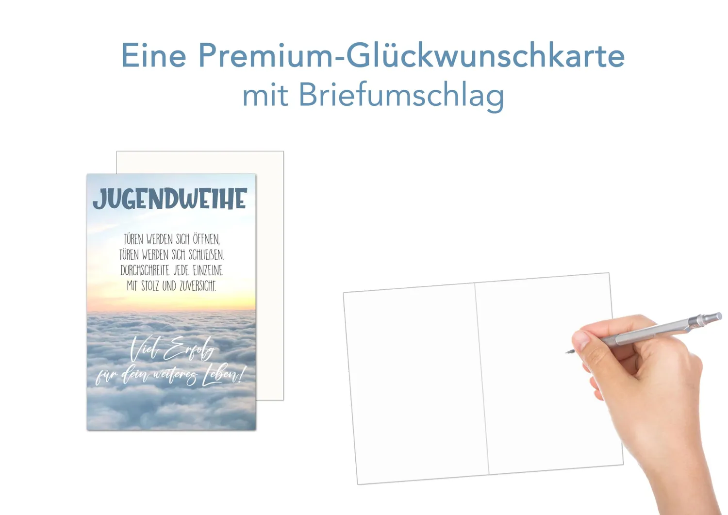 Edition Seidel JW139 jugendweihekaart wolken met envelop