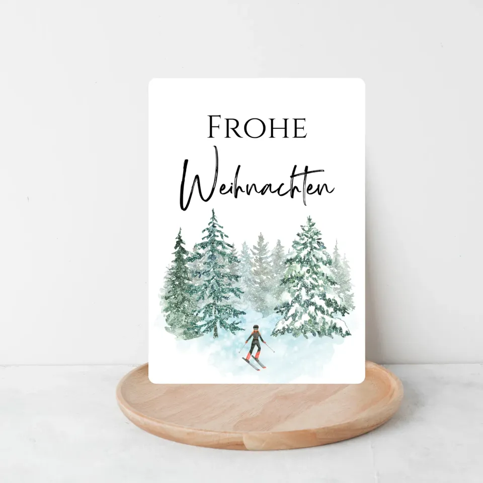 Lilly Braun Ski 5028 kerstkaart A6 ronde hoeken