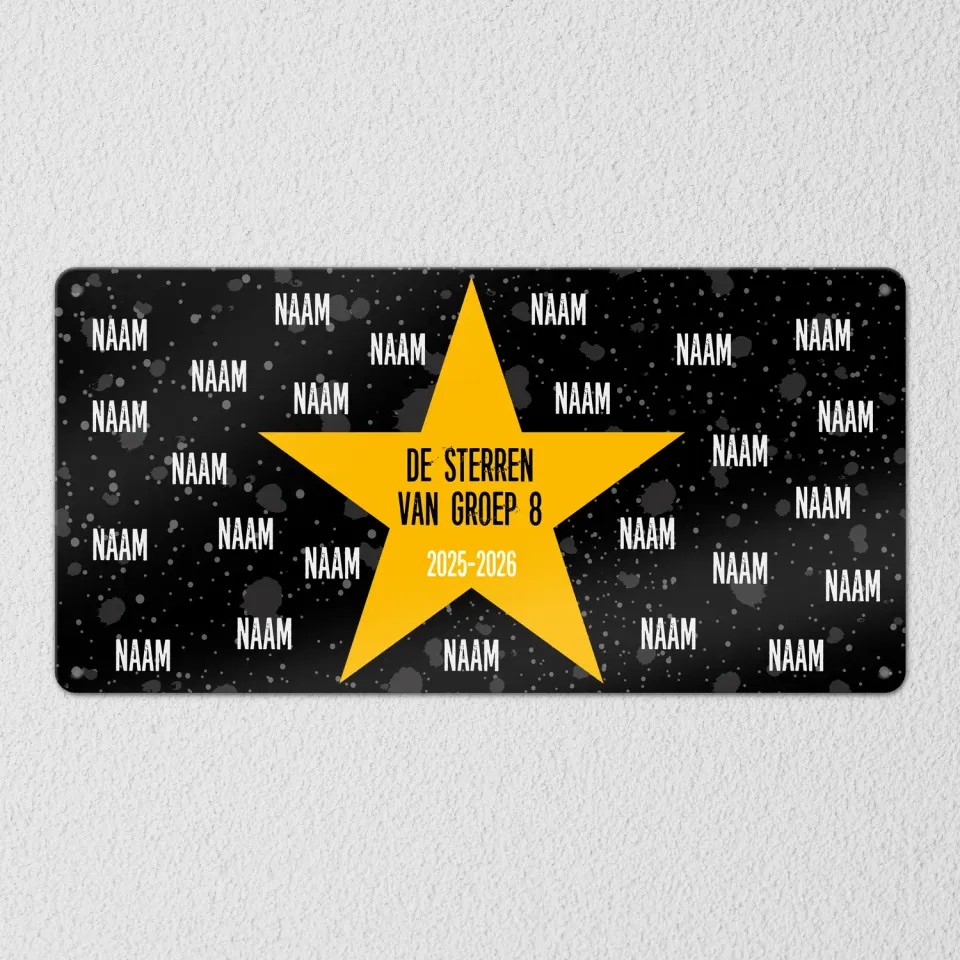 Gozi Gele Ster metalen bord 40x20cm groep 8