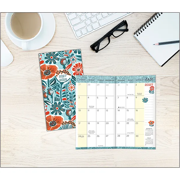 Sellers Publishing Garden Poppies 2027 zakagenda pocket bloemen